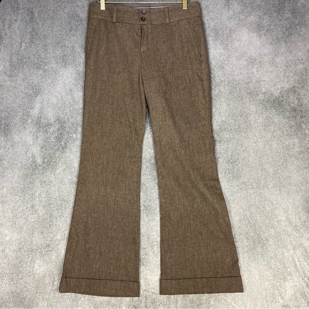 Banana Republic Martin Fit Wool Wide Leg Pants Brown Size 10